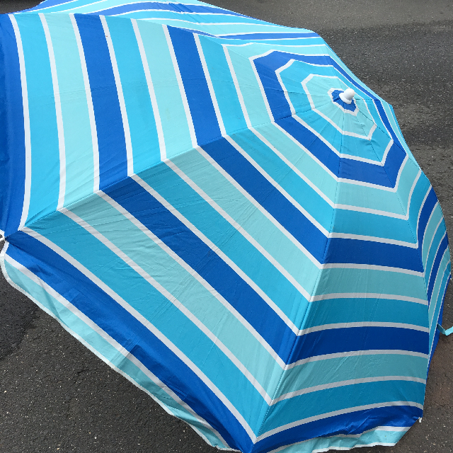 UMBRELLA, Beach - Three Tone Blue Stripe